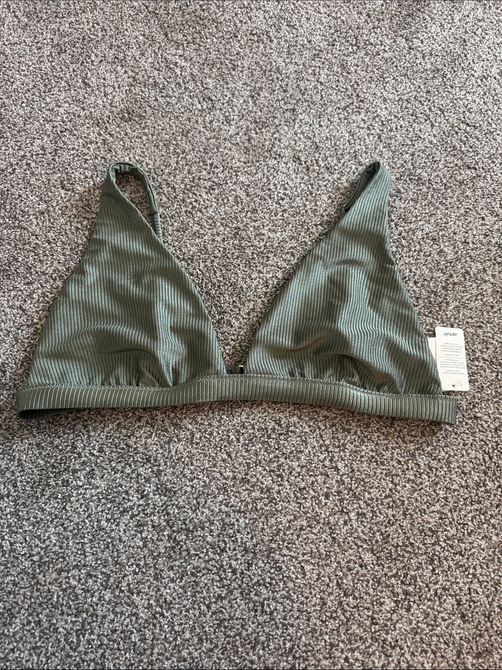 aerie Ribbed Triangle Bikini Top - Olive